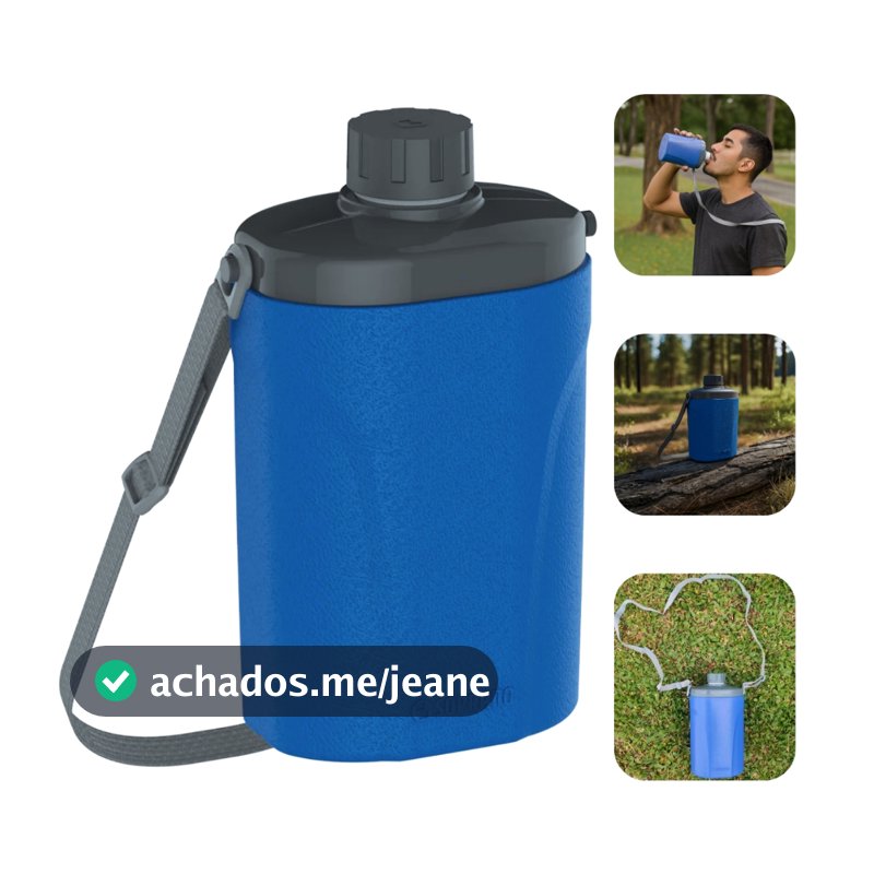 Garrafa De Acampamento Camping Cantil Térmico Safari 1 Litro Azul Resistente Soprano