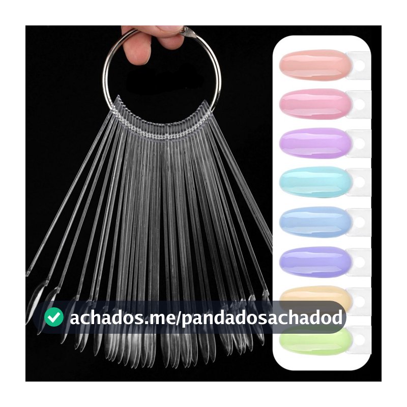50 Pçs Mostruario De Unhas Display De Esmaltes Formas de Ballerina,Stiletto,Reta,Redonda Trasnparente/Bege Extra Longo