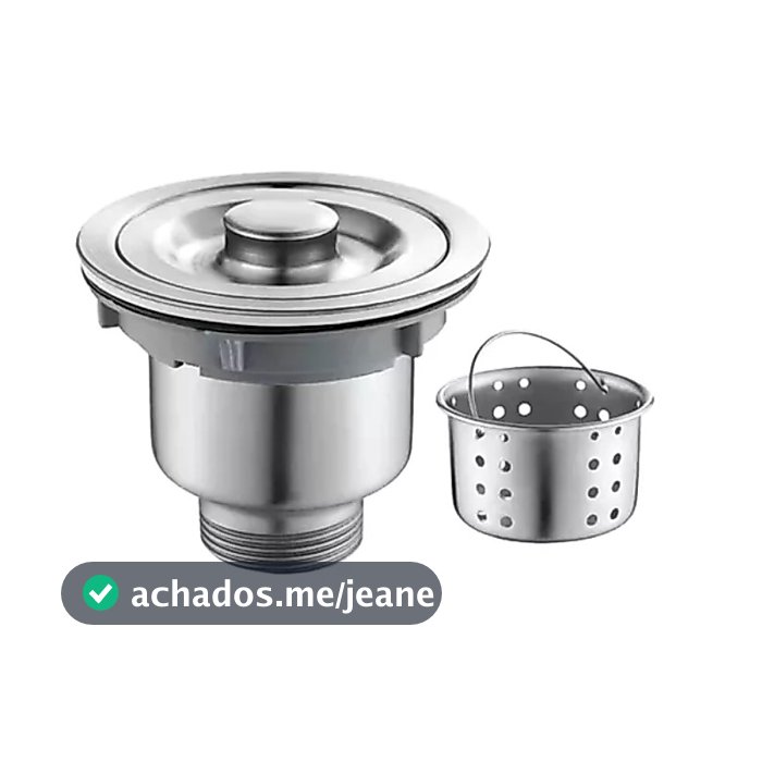 Válvula Pia Cozinha 4 1/2 Inox 304 Com Cesto Removível Ralo