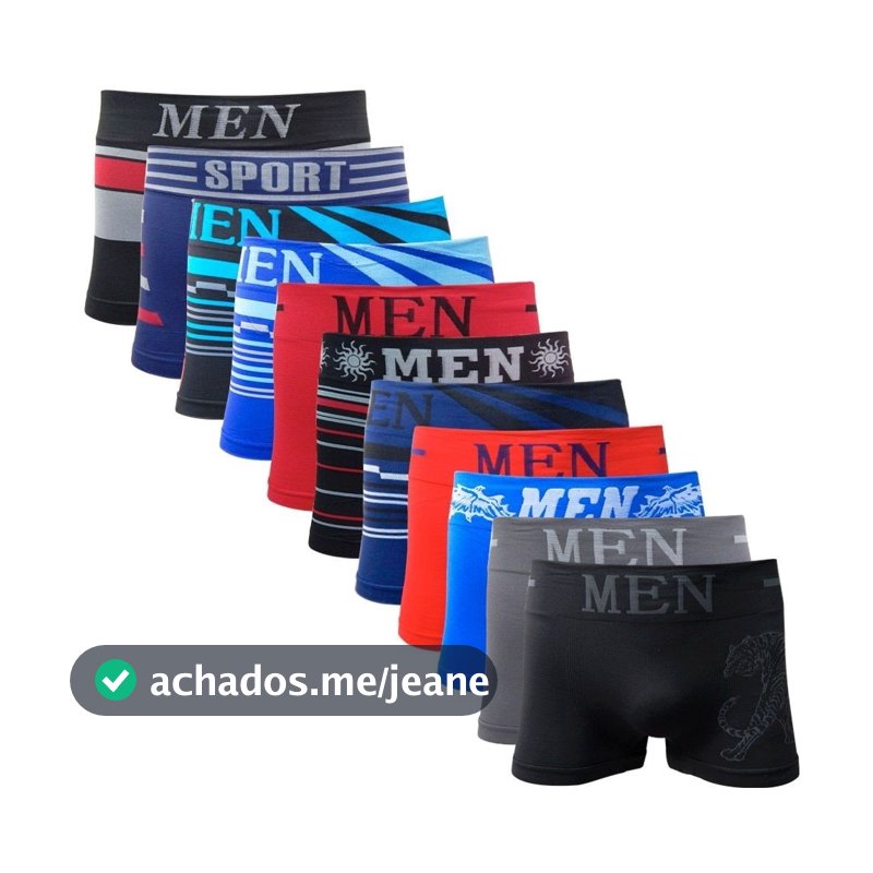 Kit 10 Cuecas Boxer Adulto CORES E/OU ESTAMPA SORTIDAS/ALEATÓRIA