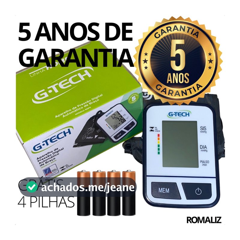 Aparelho Medidor De Pressao Digital De Braco Automatico Bsp11 G-Tech Com Braçadeira