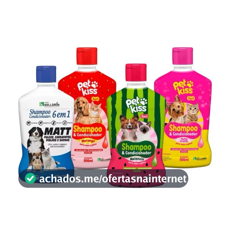 6 EM 1 - Shampoo, Condicionador, Pulguicida, Carrapaticida, sarnicida e pilhocida / 2 em 1 Kelldrin