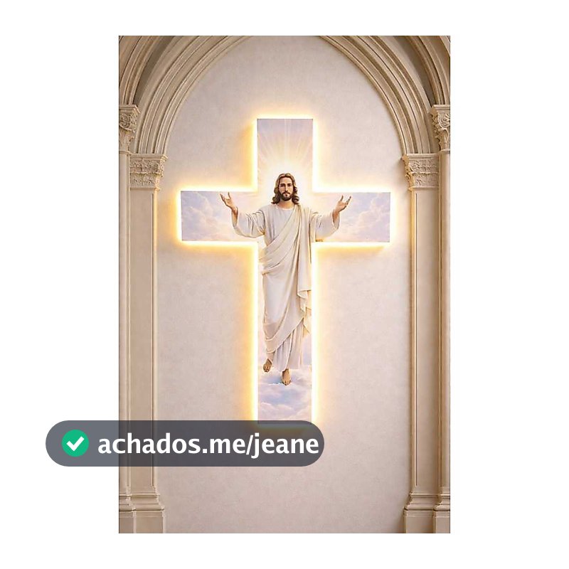 Painel Led Neon Formato Crucifixo Jesus Cristo Decoração Religiosa 90x70