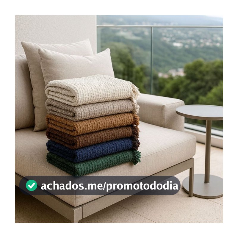 Manta de Sofá Piquet Solteiro 100% Algodão com Franjas – 1,50x2,10m | Decorativa Grande Estilo Boho Top