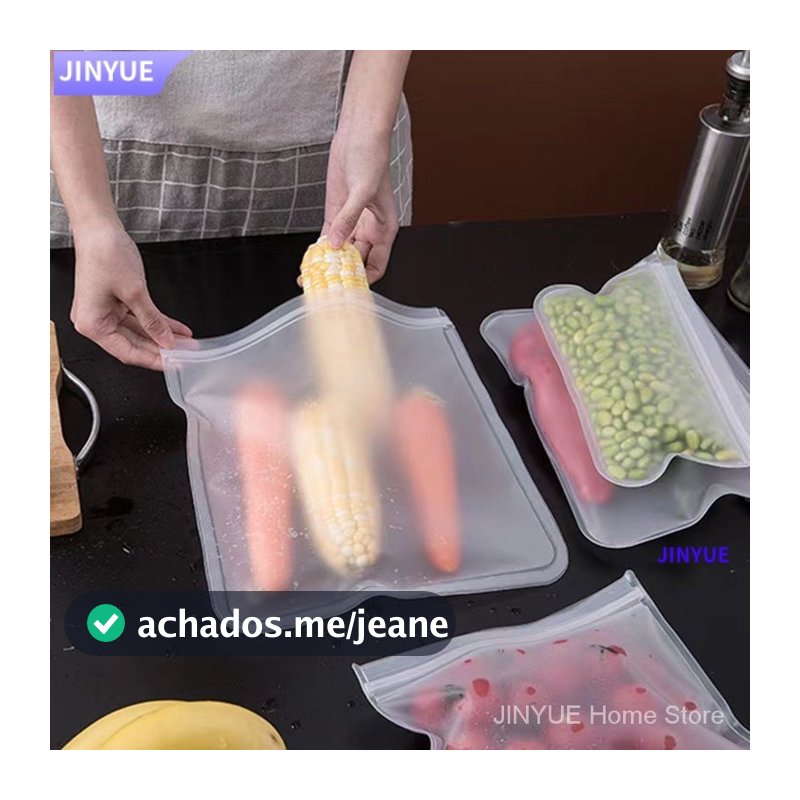 1PCS Reutilizáveis à prova de vazamento Silicone Food Storage Containers Stand Up Zip Shut Fresh Cup Bag Wrap