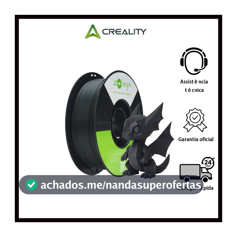 Creality Soleyin Ultra PLA 1.75mm Filamento Impressora 3D -Alta Velocidade 300mm/s - Sem Entupimento