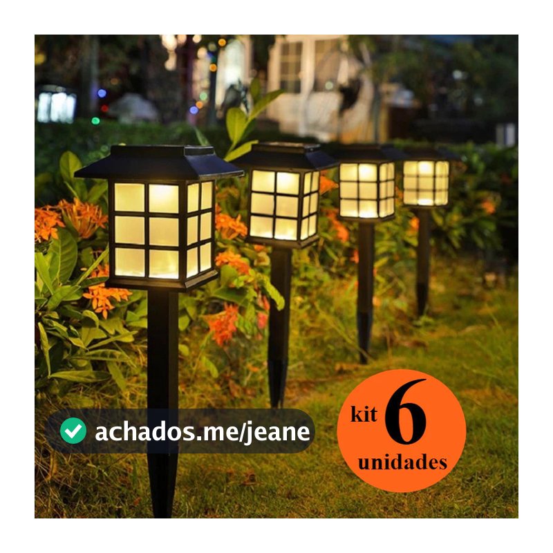 Luminária Solar Espeto de Jardim Led, 6 Unidades, Decoração Natalina, Recarregável no Sol