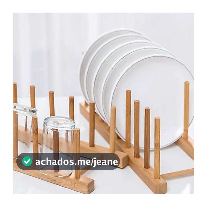 Escorredor De Louças Suporte 7 Divisórias 34x12x11 Porta Pratos E Copo Bambu Multiuso Universal