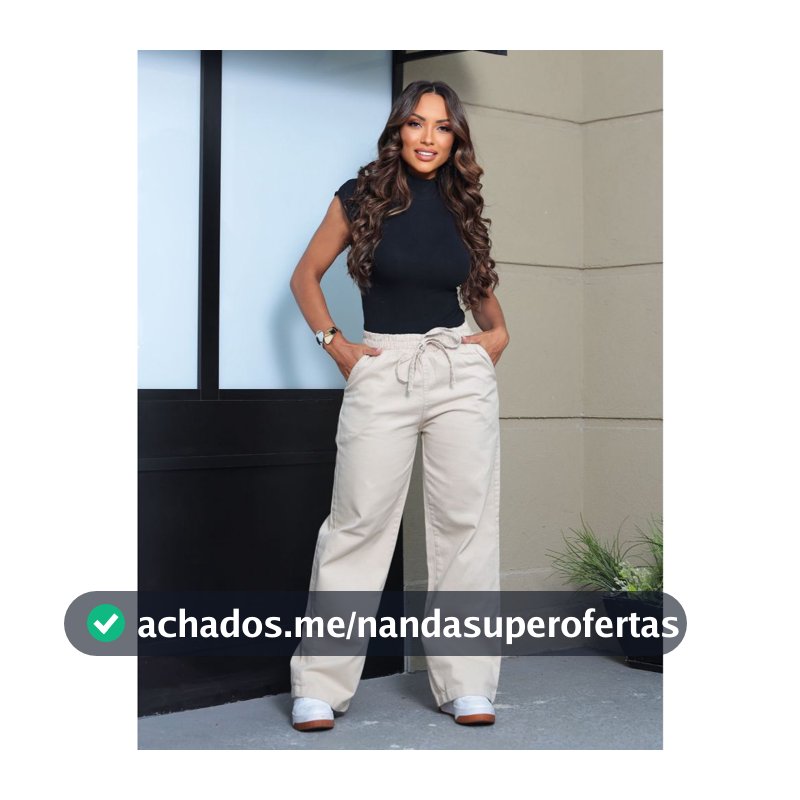 Calça Wide Leg com Elástico no Cós Calça Pantalona de Sarja Calça de Rica Calça Cintura Elástica