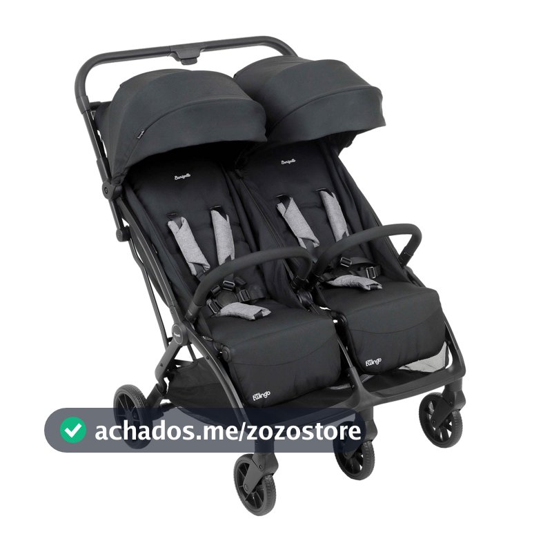 Carrinho de Bebe para Gemeos Passeio Burigotto New Twingo Black