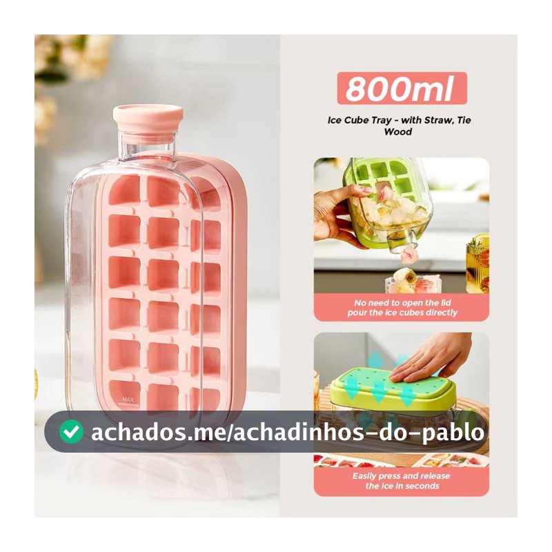 Garrafa em Acrílico com Cubos de Gelo 500ml / 800ml Sequeeze Exercício Físico Portátil