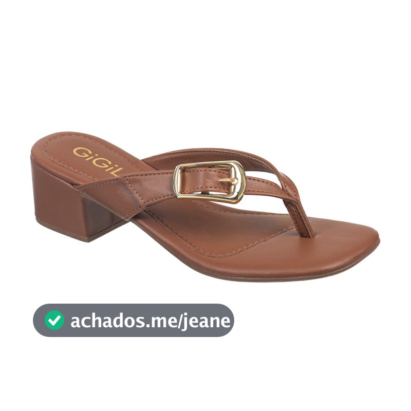Sandalia Tamanco Feminino Mule De Dedo Enfeite Fivela Metal Salto Bloco Baixo Casual Elegante GiGiL