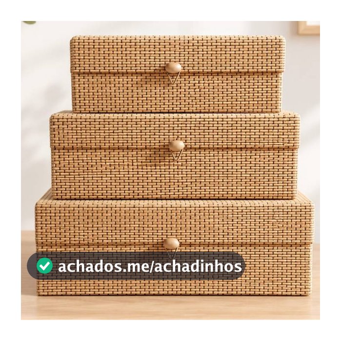 Kit Caixa Organizadora de Bambu com Tampa Organização premium 10010-KIT-C5-POJOTBG