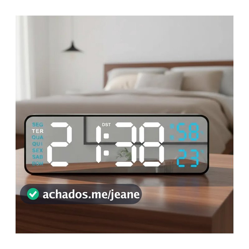 Relógio De Parede Digital Grande Temperatura E Umidade Semana Mostrador De Regulável Eletrônico LED De Mesa 12/24H