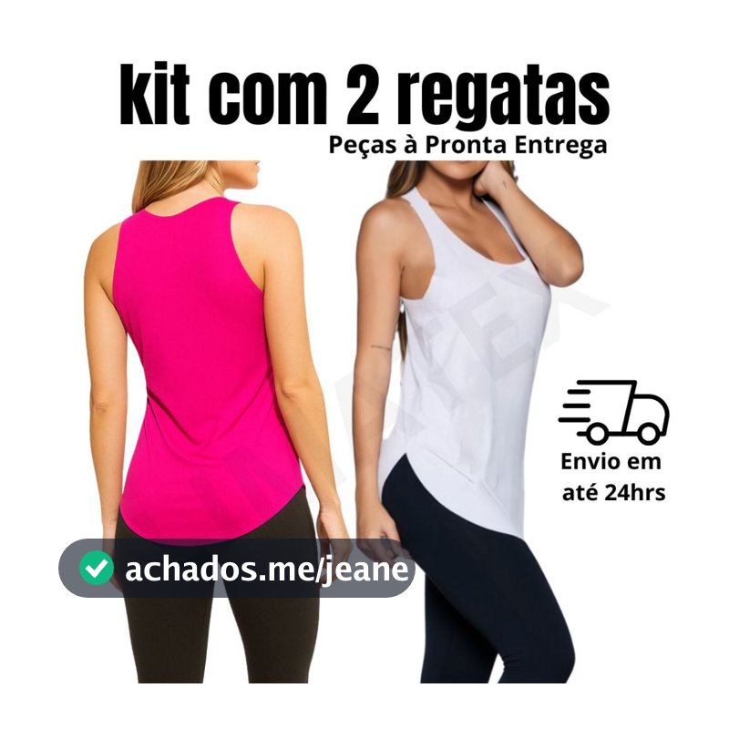 Kit 2 Regatas Fitness Tapa Bumbum Camiseta Academia Crossfit Treino