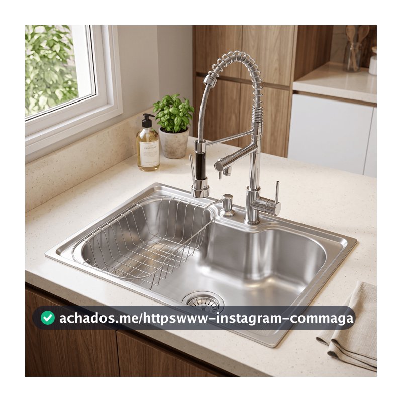 Cuba Gourmet Aço Inox 50x40 Cozinha Com Torneira Spray Monocomando de Bancada Cesto Escorredor Dispenser Prata