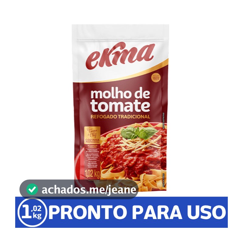Molho de Tomate Refogado 1,02 kg Ekma prática e pronta para comida favorita