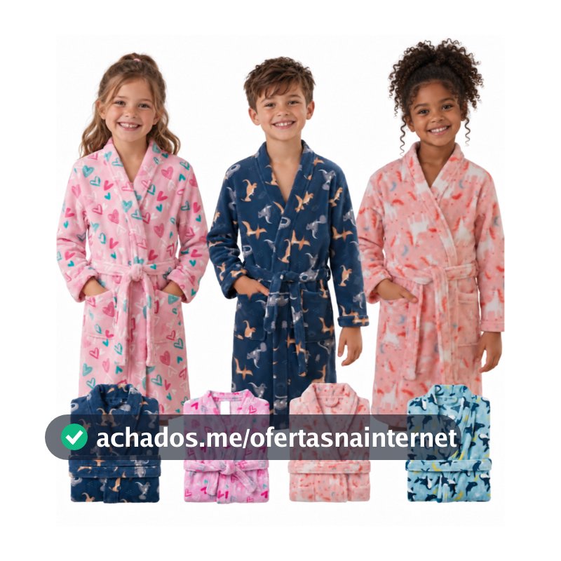 Roupão Infantil Benévola Microfibra Plush Quentinho Macio Aveludado Fleece Menino Menina Inverno