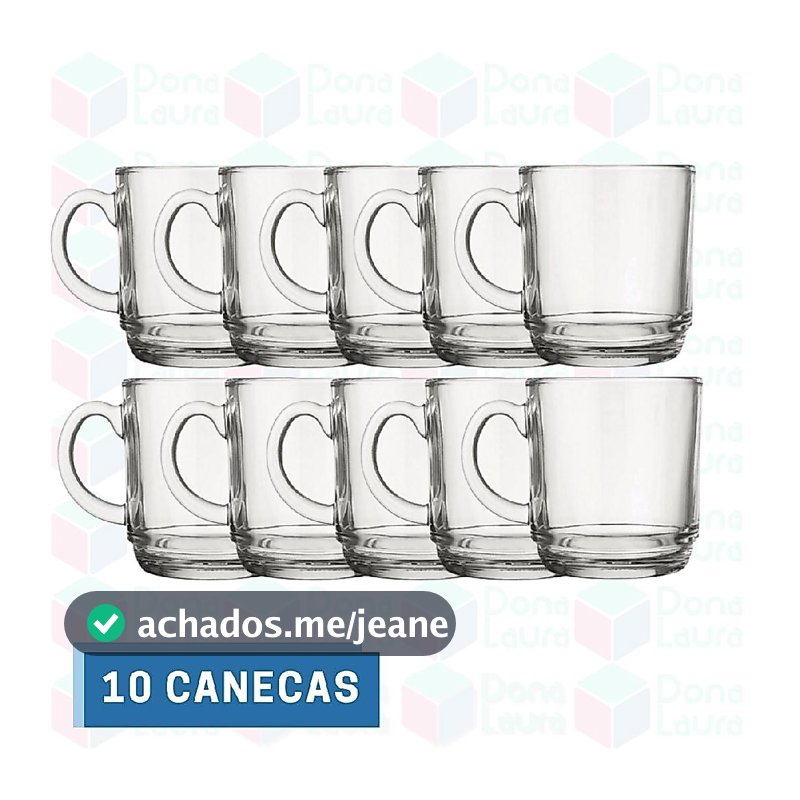 Kit 10 Canecas Transparente Vidro 250ML Café Cappuccino Chá
