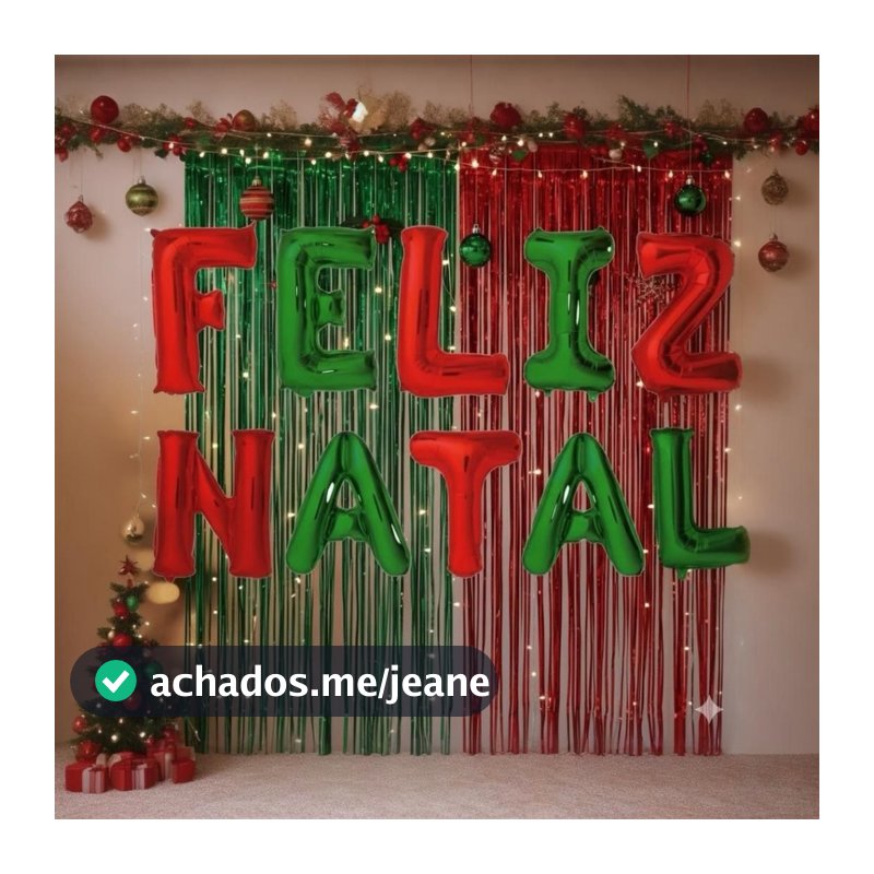 kit 2 Cortinas 1 Verde e 1 Vermelha ou 2 Cortinas Vermelha ou Verde + feliz natal verde e vermelho ou Cursivo