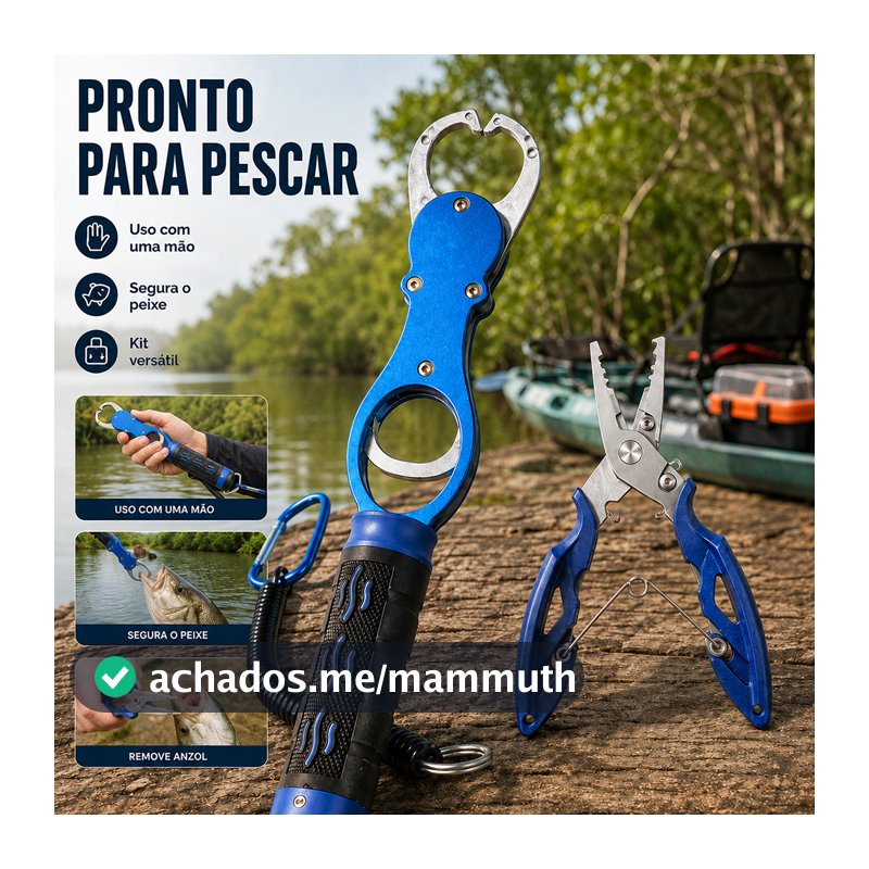 Kit Pesca Alicate Pega Peixe com Balança 18kg e Alicate Multifuncional com Cordão