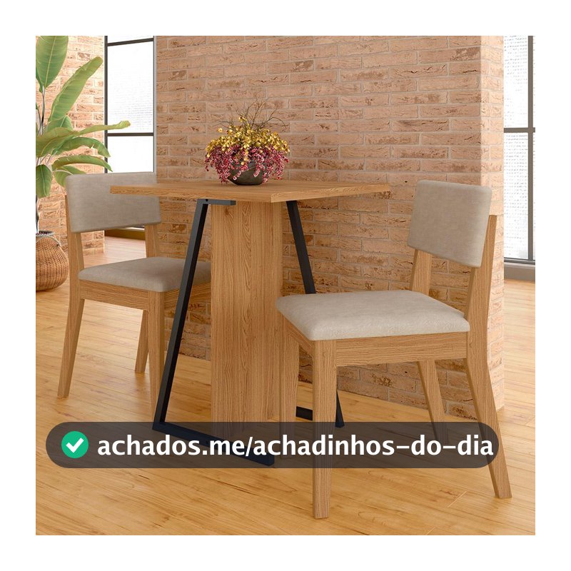 Conjunto De Mesa Com 2 Cadeiras Arkansas Cinamomo/bege - M. Arapongas
