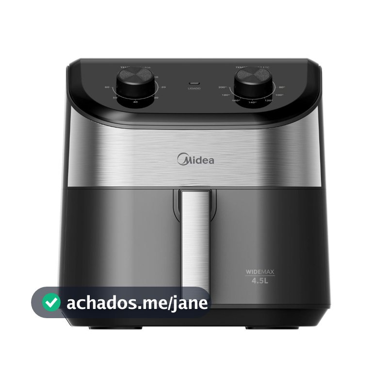 Fritadeira Air Fryer 4,5L Widemax Cyclone Preto e Inox Midea
