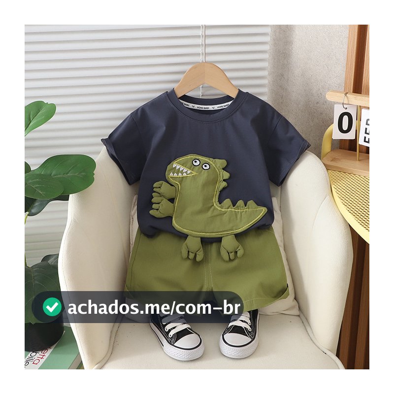 0-5 anos de idade Fato Casual Infantil de manga curta, Fato de Verão Top+Shorts de 2 peças,