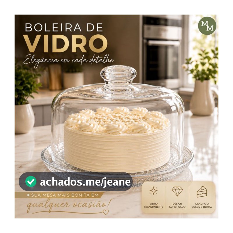 Boleira de Vidro com Tampa Transparente Redonda para Bolos Tortas e Doces