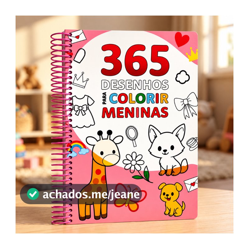 365 Desenhos para Meninas Espiral Livro de Pintura Infantil Educativo