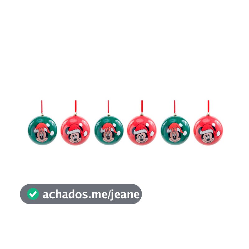 Bola de Natal Decorada - Mickey e Minnie - 6cm - 6 unidades - Cromus - Rizzo