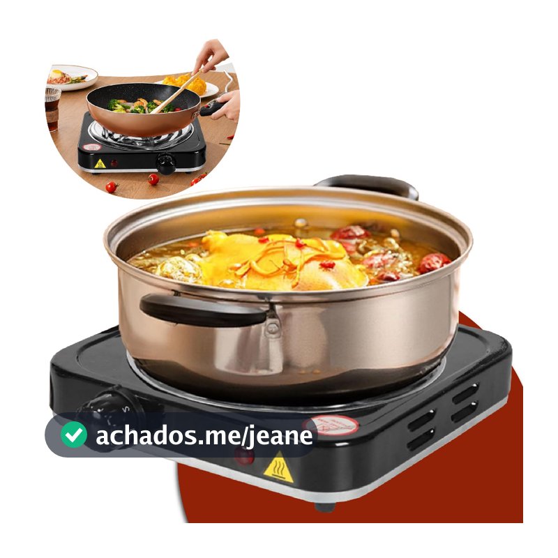 Fogão Elétrico Cooktop 1 Boca 1000w Camping Portátil De Mesa Tamanho Compacto Esquenta Rápido Linha Premium
