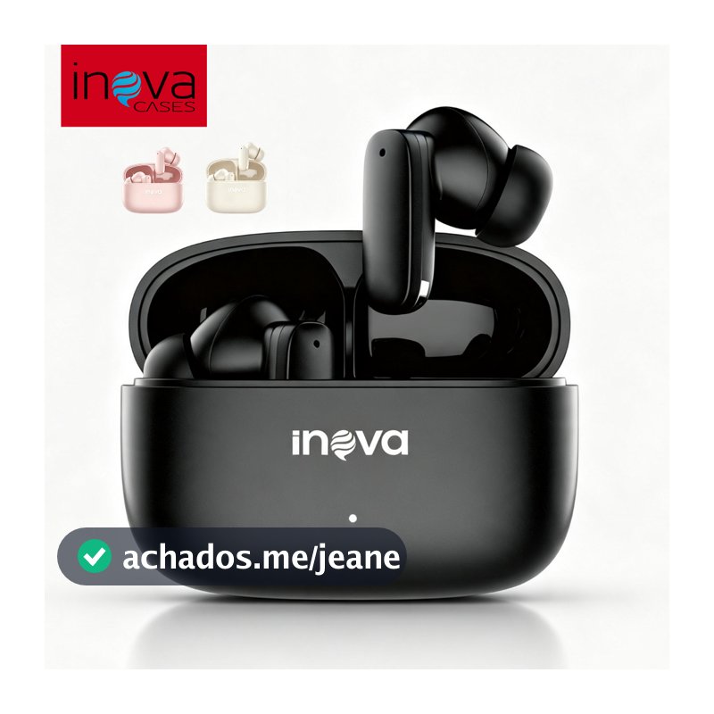 Inova Fone De Ouvido Bluetooth Premium ANC ENC Cancelamento de Ruído Imersão Total c Cancelamento Ativo -46dB Ruído