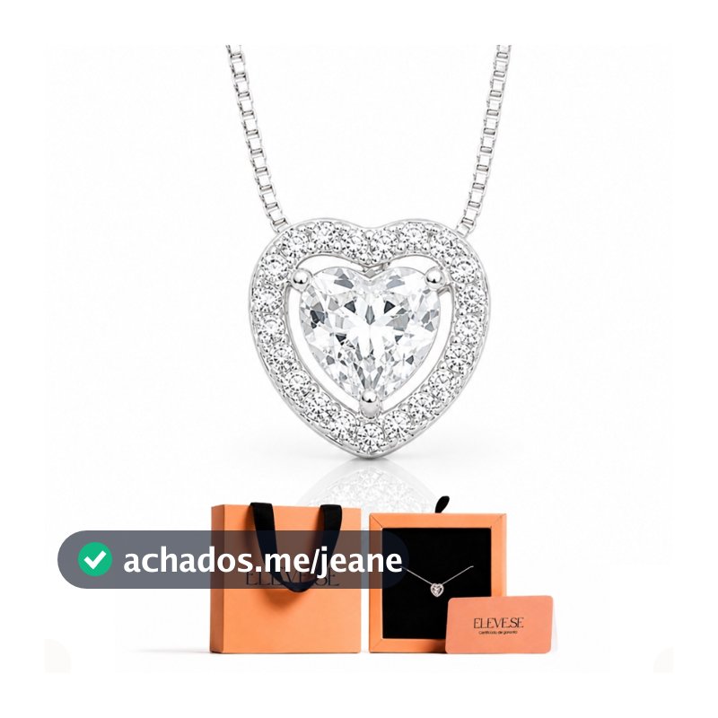 Colar Coração Ponto de Luz Prata 925 Semijoia Feminina Presente Premium para Namorada Esposa Mãe Noiva Amiga + Caixa