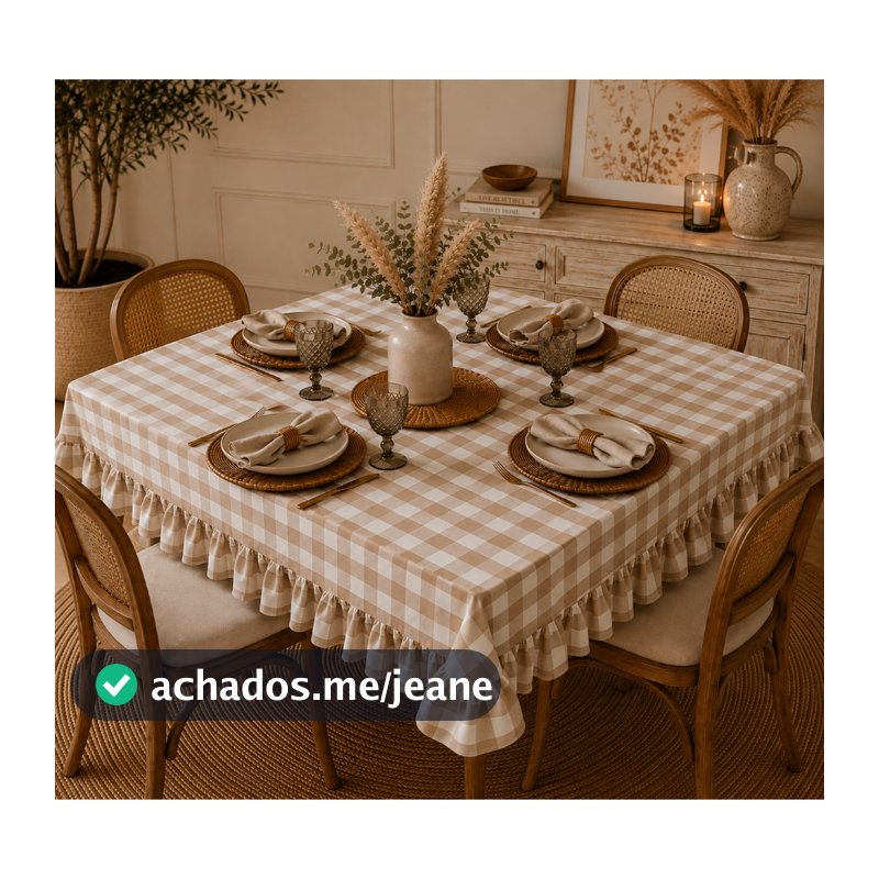 Toalha de Mesa com Babado 4/6/8 Lugares Farm House