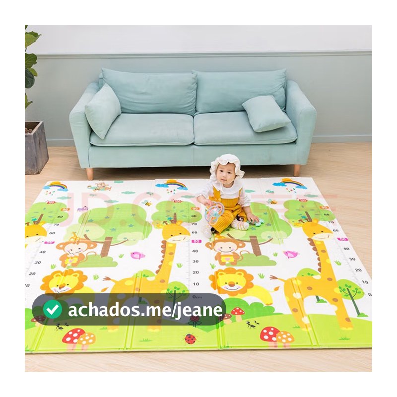 Tapete De Atividade Bebe Tatame Infantil Saquinho de Viagem 200x180cm Bebê Dupla Face Emborrachado