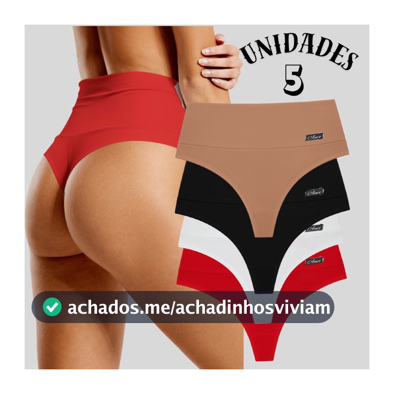 Kit Calcinhas Modeladora Cós Alto Fio Duplo Lingerie Cintas Levanta Bumbum Não Marca Roupa