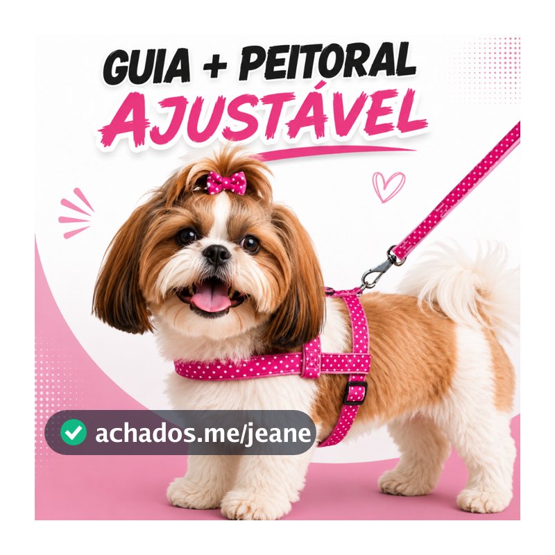 Peitoral Para Cachorro + Guia Nylon Conjunto Ajustável Passeio