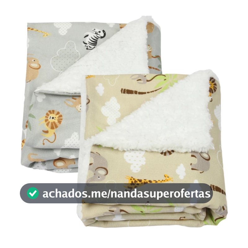Kit Manta Cobertor Bebê Dupla Face Sherpa Algodão Menino Menina Promoção