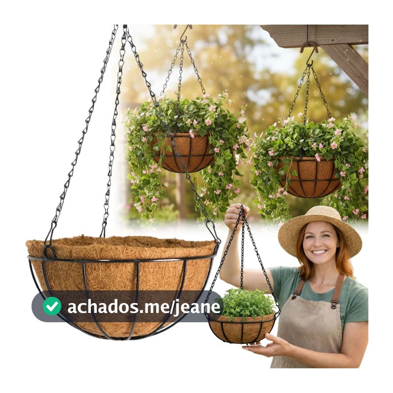 Vaso Fibra De Coco Pendurar Com Corrente Pendente de Ferro Decoração Para Plantas E Flores