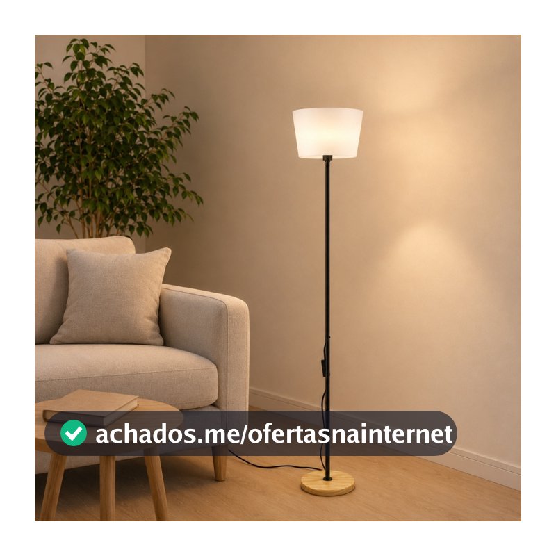 Luminaria de Piso 1,25m c/ Cúpula Moderna BiVolt Chão Estilo Minimalista Abajur Sala de Estar Premium Design Maru LED