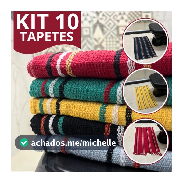 Kit 10 Tapetes Multiuso Para Casa - Algodão - Varias Cores
