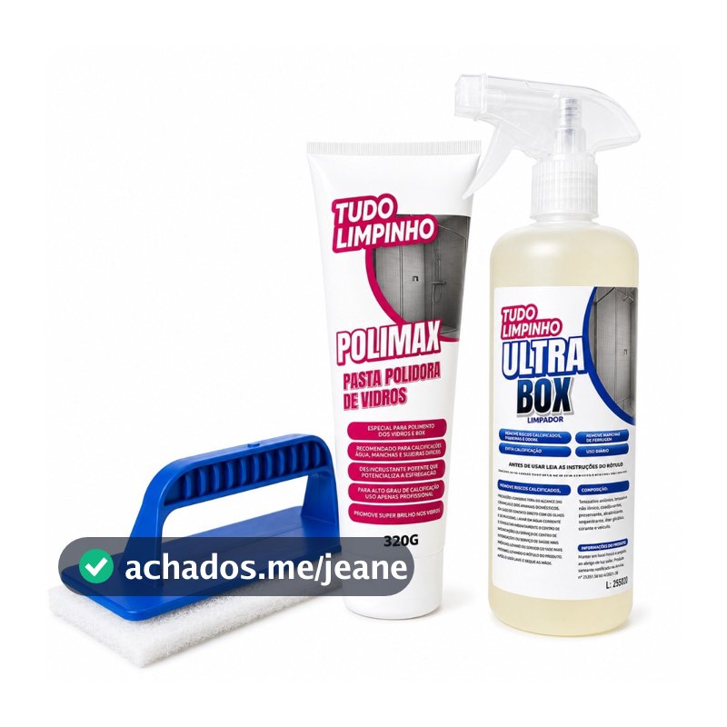 KIT LIMPEZA DE BOX COM POLIMENTO TUDO LIMPINHO