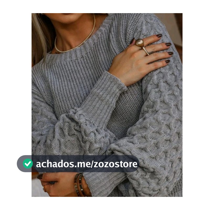 Blusa de frio feminina delicada com manga bufante texturizada