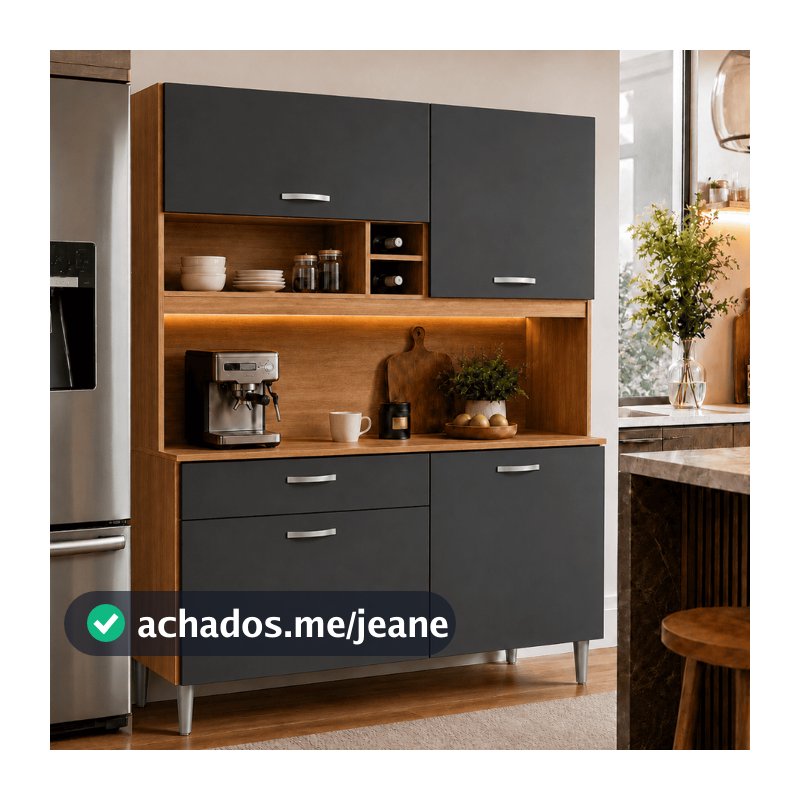 Kit Armário Cozinha Organizador Compacto Demóbile Malta 4 Portas 1 Gaveta Moderno Cinza / Amendola