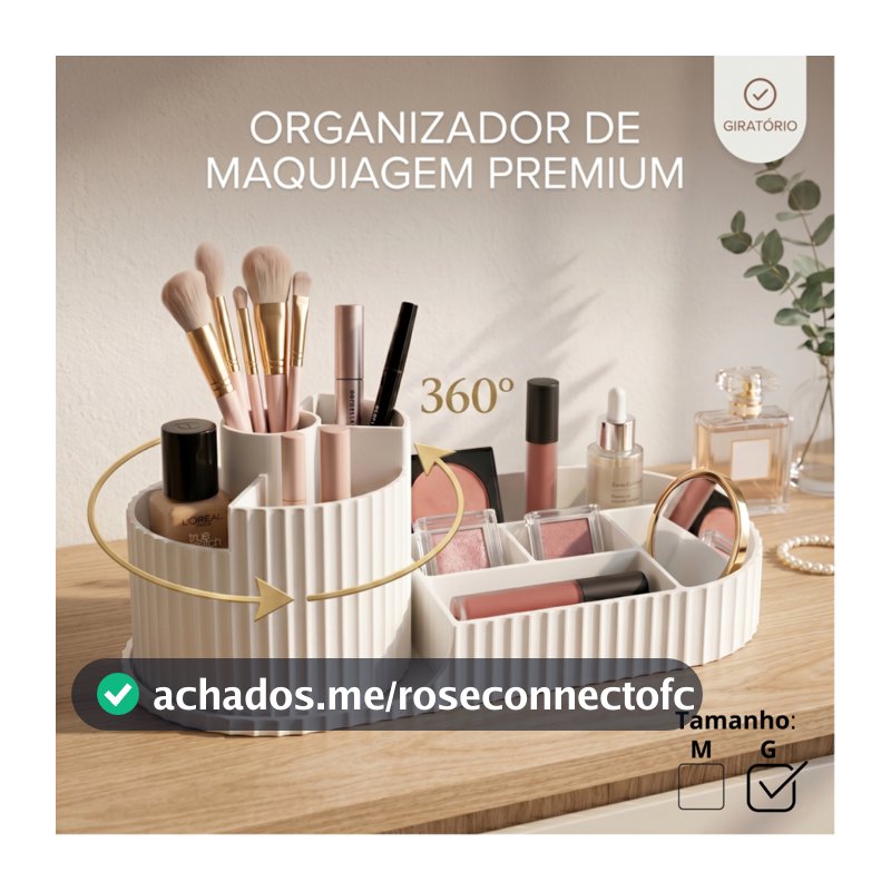 Organizador de Maquiagem Grande Giratório 360° Premium Porta Pincel Perfume Cosmético Penteadeira