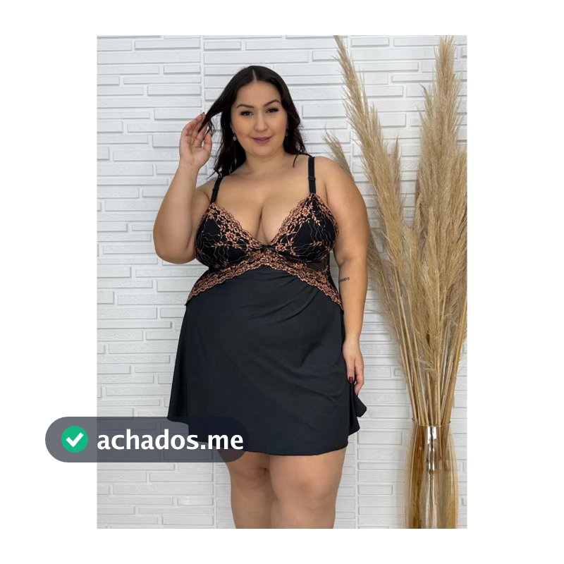 Camisola Plus Size Renda Bicolor Microfibra Tamanho Especial Noite Dormir