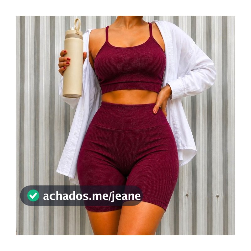 Conjunto Feminino Short+Top Tecido Canelado Zero transparencia Moda Fitness Verão 2026 Pra Academia Treinos Corrida