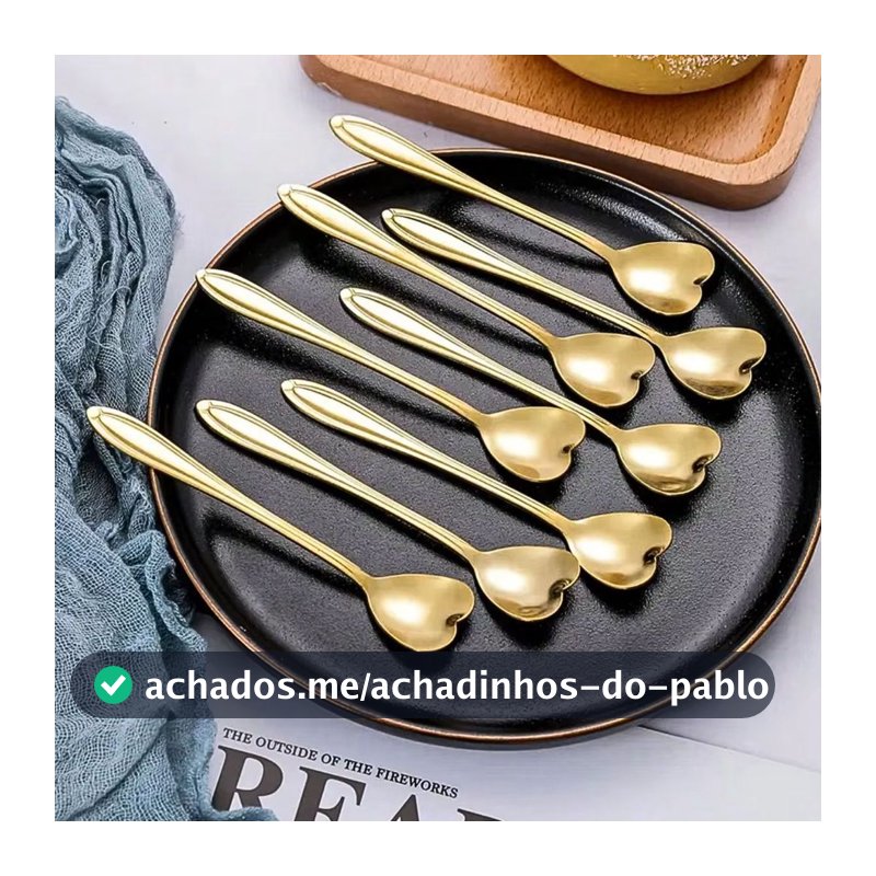 1/5/10Pcs Colher Coração Fofa para Cozinha Mesa Posta Douradas Café Sobremesa Chá Aço Inoxidável-Bazar connect