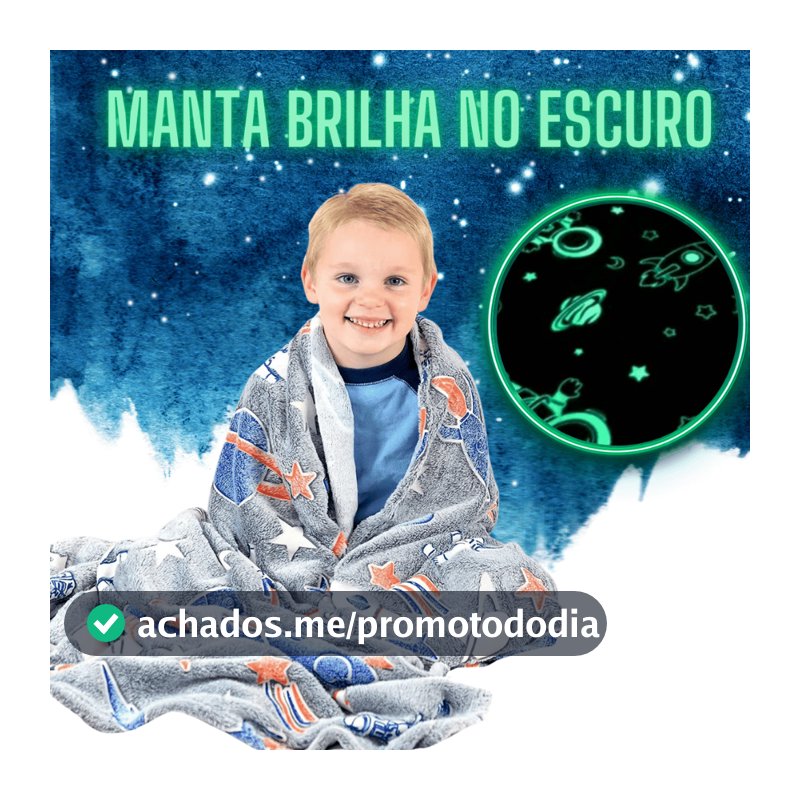 Cobertor Manta Brilha No Escuro para Crianças 2,00mx1,80m